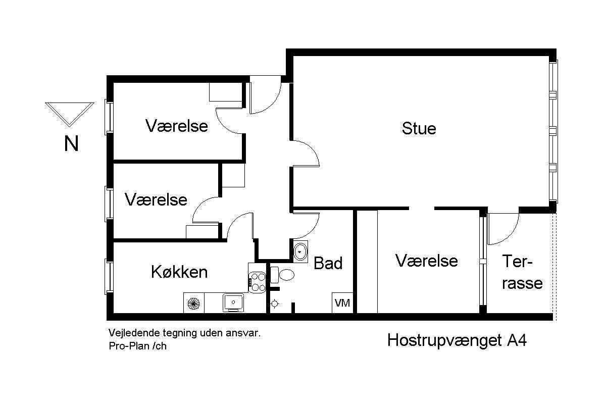Plantegning lejlighed på Hostrupvænget
